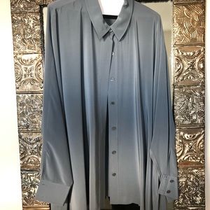 Eileen Fisher 2X silk blouse with shark bite hem